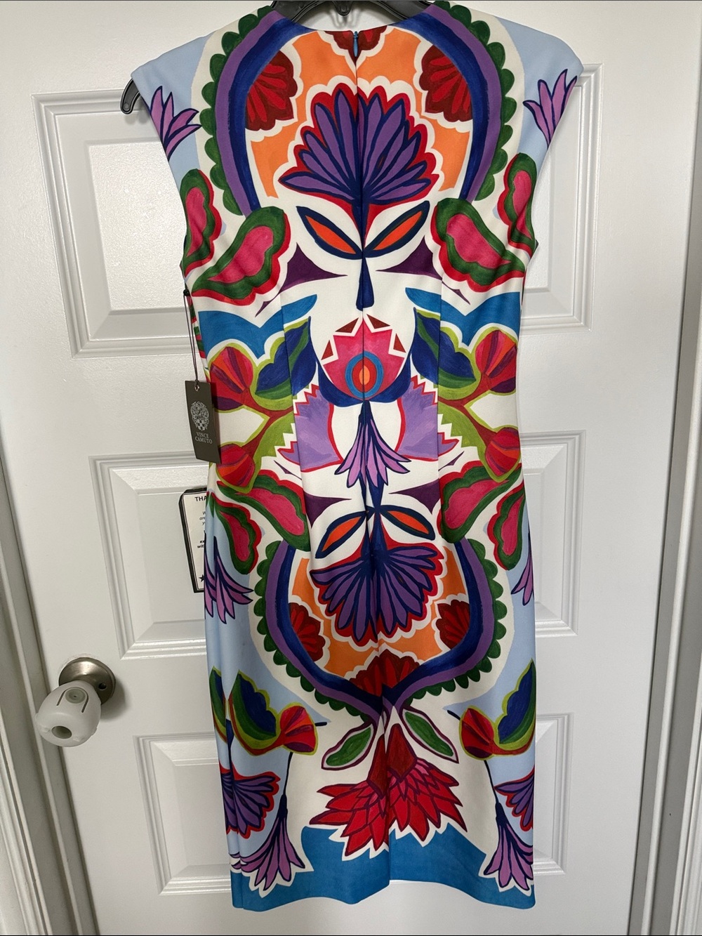 NWT Vince Camuto Multi-Color Floral Print Midi Sheath Dress sz2P - Picture 7 of 8